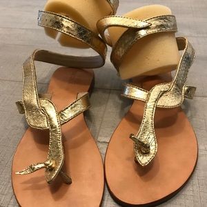 Cocobelle Wrap-Around Leather Gold Sandals
